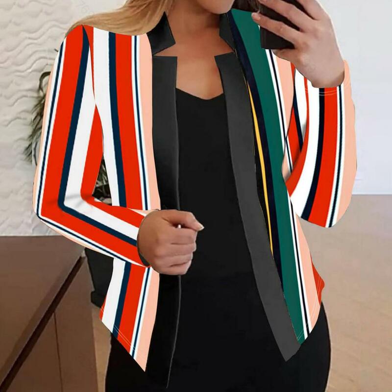Soft Warm Women Chic Women's Colorblock Lapel Versatile Autumn Winter Jacket for Casual Office Wear Women Winter Coat
