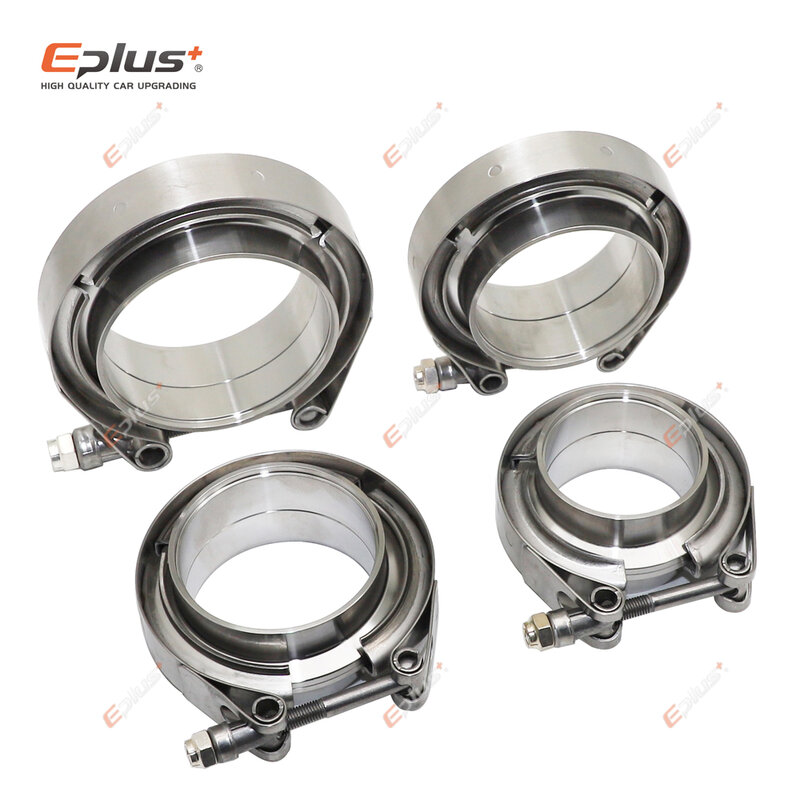 Eplus Car 304 Stainless Steel V Band Clamp Turbo Exhaust Pipe Vband Clamp Male Female Flange V Clamp Kits Universal