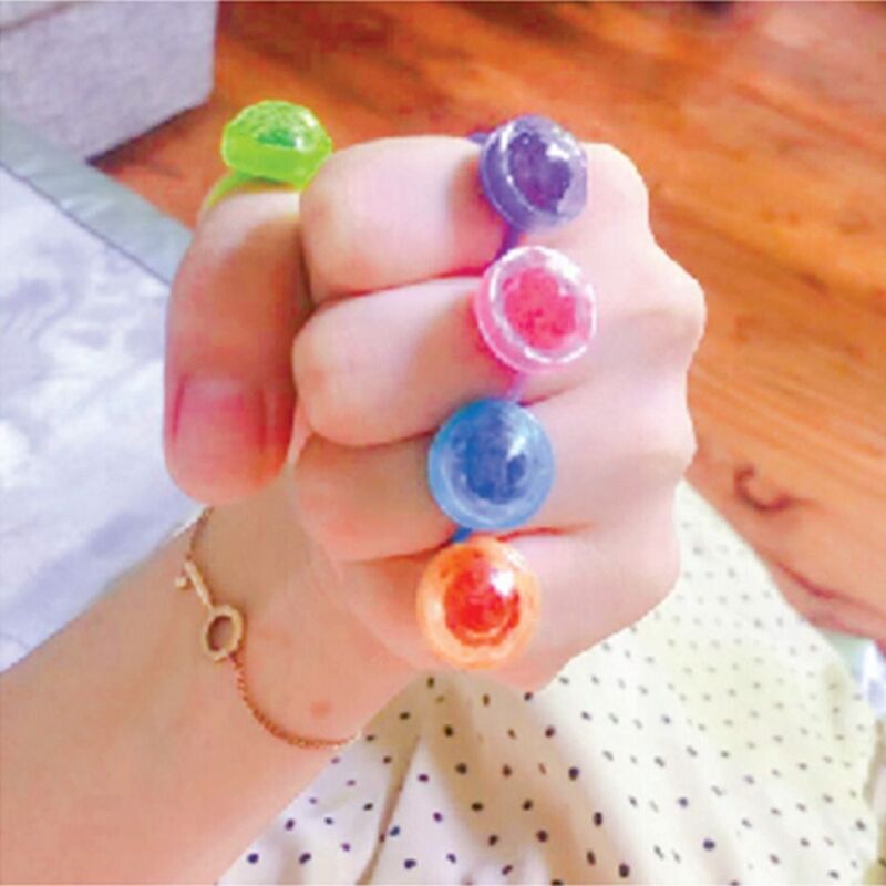 6 buah segel tinta otomatis anak perempuan hadiah cincin bantalan tinta berlian hadiah mainan Lucu cap cincin kartun