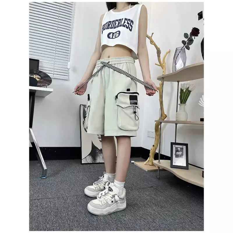 Celana pendek y2k kasual celana olahraga wanita serbaguna pakaian jalan longgar Jepang pakaian kerja harajuku 2023 celana olahraga wanita