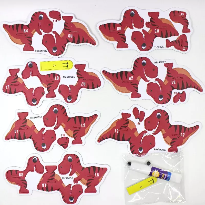 3D Mainan Model Hewan Puzzle Kertas Kotak Dinosaurus Jerapah Hiu Kuda Nil Ejaan Teka-teki Lucu Gerakan Halus Mainan Edukasi Latihan
