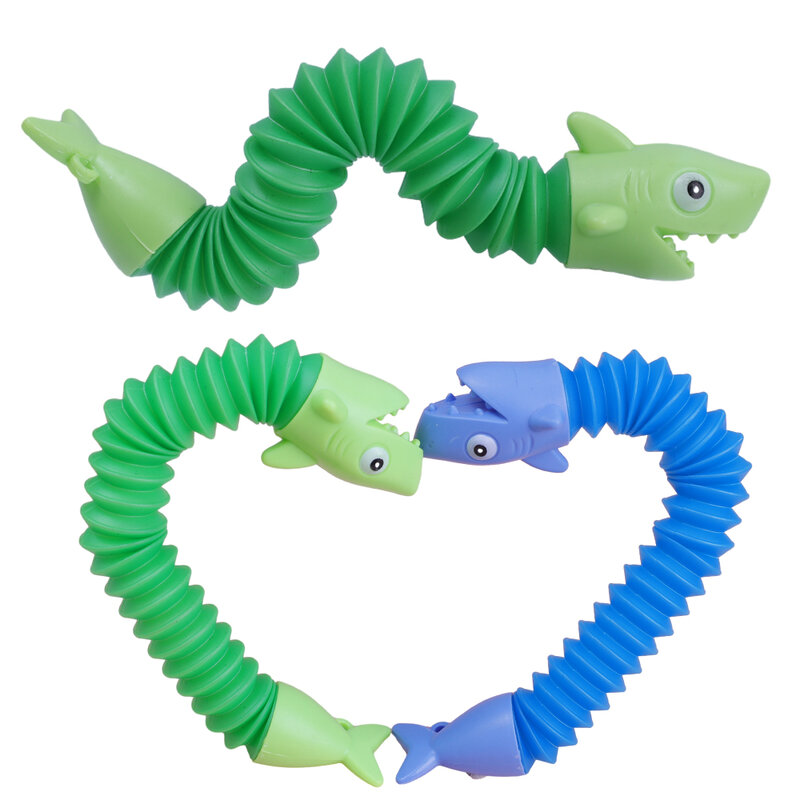 4 pz creativo bambini variazione tubo di decompressione giocattoli dinosauro squalo cartone animato animale fai da te Stretch giocattoli portachiavi ciondolo regali