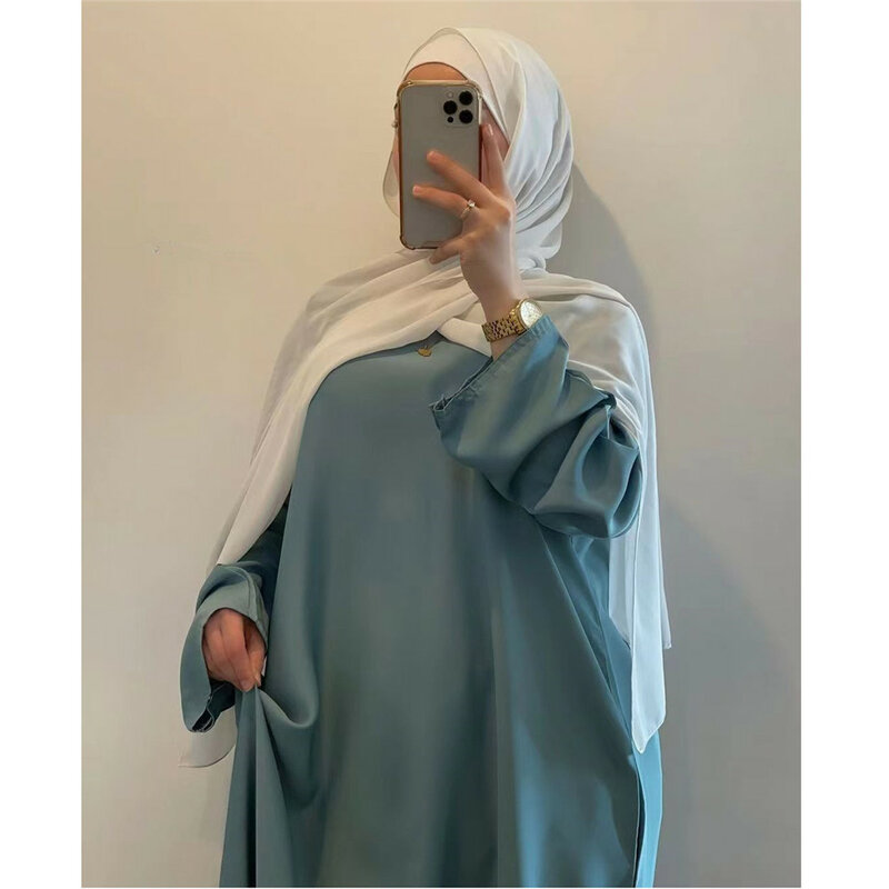 Eid Mubarak Abaya wanita Muslim gaun Maxi panjang longgar Turki jubah Arab pesta Lebaran Islami Kaftan Dubai gaun Saudi Maroko Jalabiya