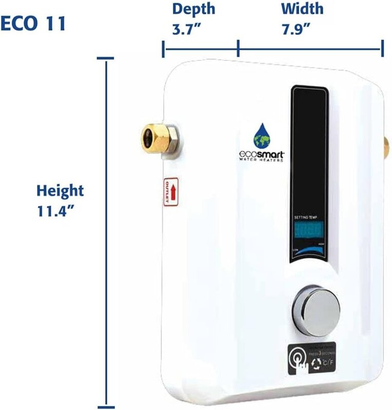 EcoSmart-Aquecedor de água elétrico sem tanque, tecnologia auto modulante patenteada, ECO 11, 13KW a 240 V