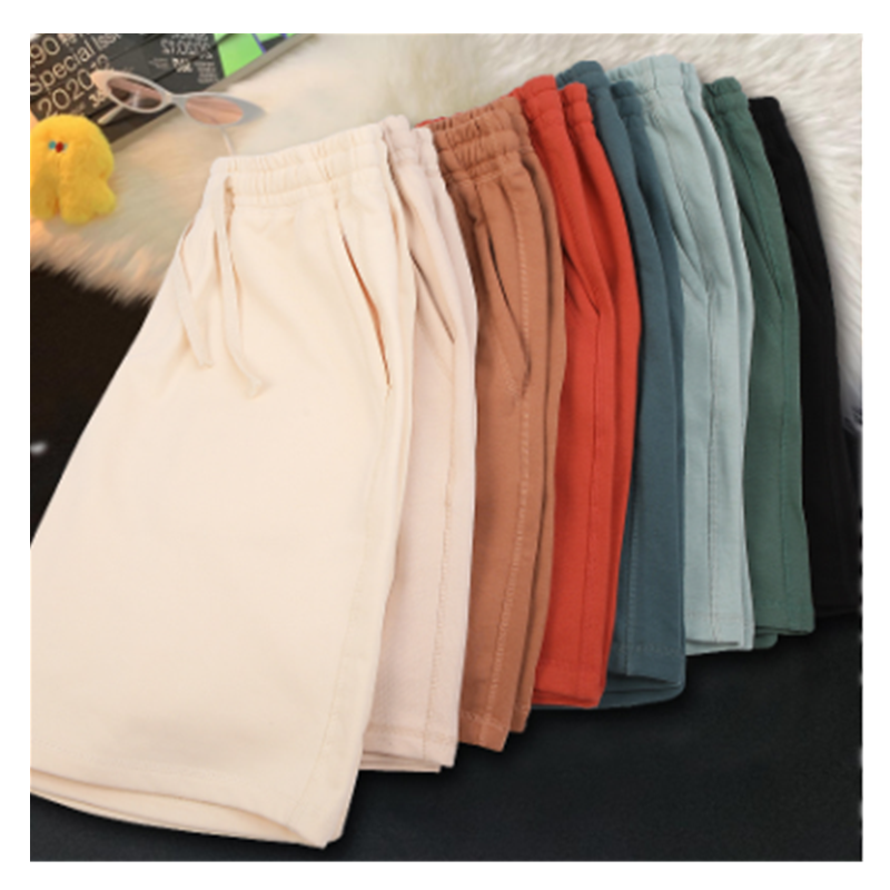 Summer 380g cotton shorts for men's outerwear thin loose casual capris trend couple oversized sports pants J0004