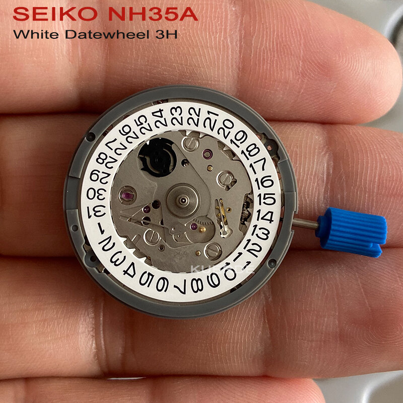 Japoński oryginalny automatyczny mechanizm mechaniczny NH35/NH35A z wysoką dokładnością, biały automatyczny zegarek z datą 3 na godzinę, Movt, który zastępuje zestaw