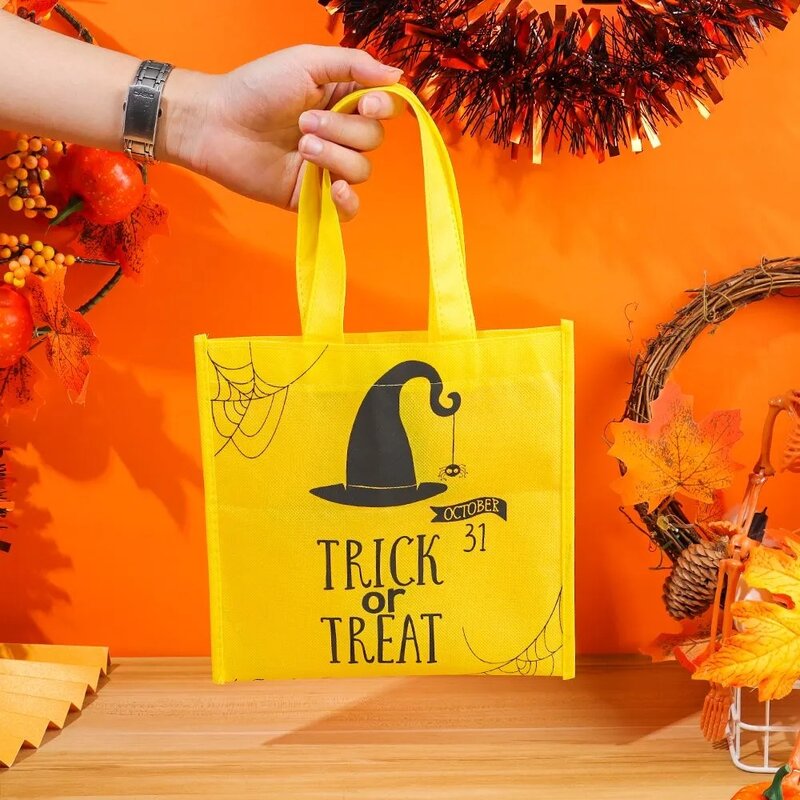 Сумки для розыгрышей или подарков, яркие конфетные сумки из нетканого материала с рисунком летучей мыши, тыквы, ведьмы, призрака, Счастливого Хэллоуина