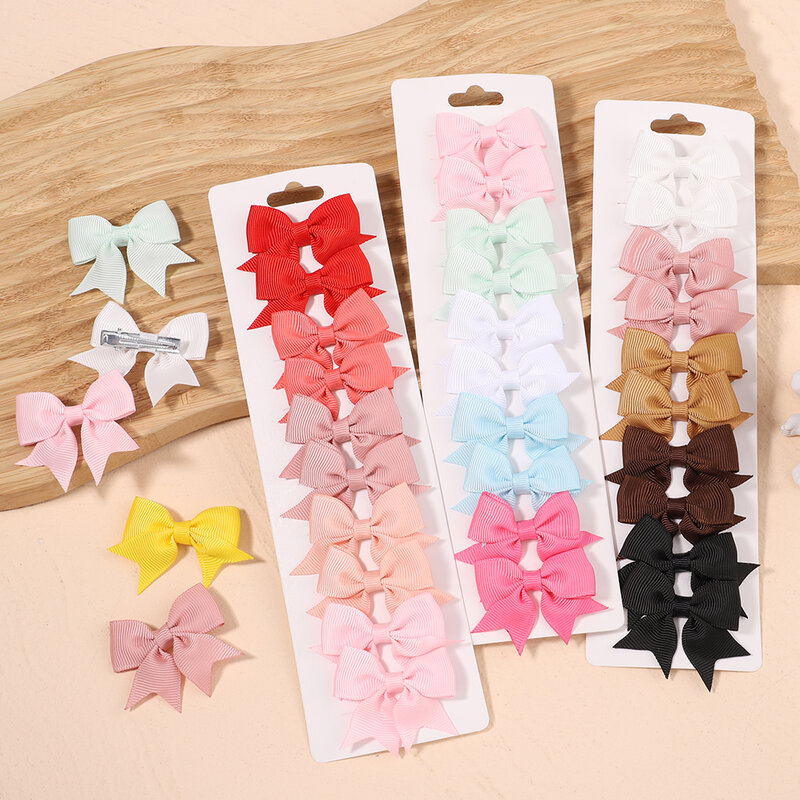 10 pièces/ensemble 1.9 ''ruban de couleur unie enfants nœuds pinces à cheveux pour bébé filles nœud papillon fait à la main épingle à cheveux MiNi Barrettes accessoires pour cheveux