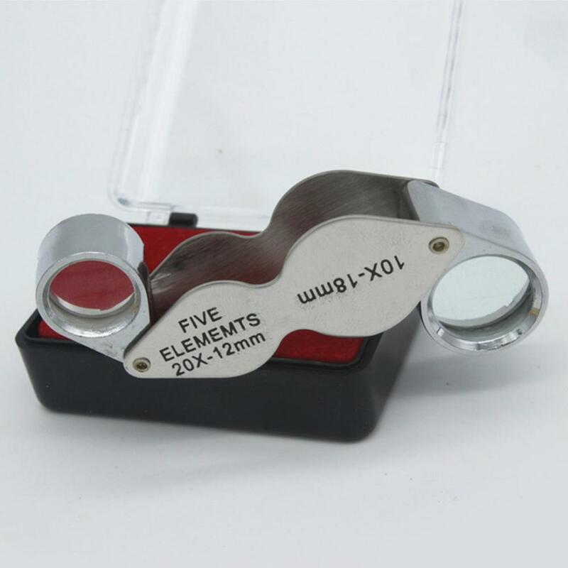 Lupa de doble lente óptica para joyería, herramienta de aumento de ojo, joyería de diamante, 10X, 20X, 12mm, 18mm
