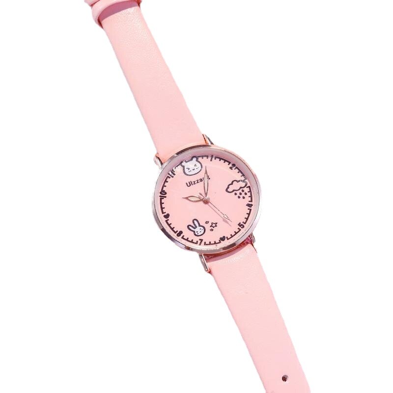 Children's Watches Only Look At The Time Korean Version of Cute Creative Cartoon Leather Luminous Quartz Boys and Girls Watches