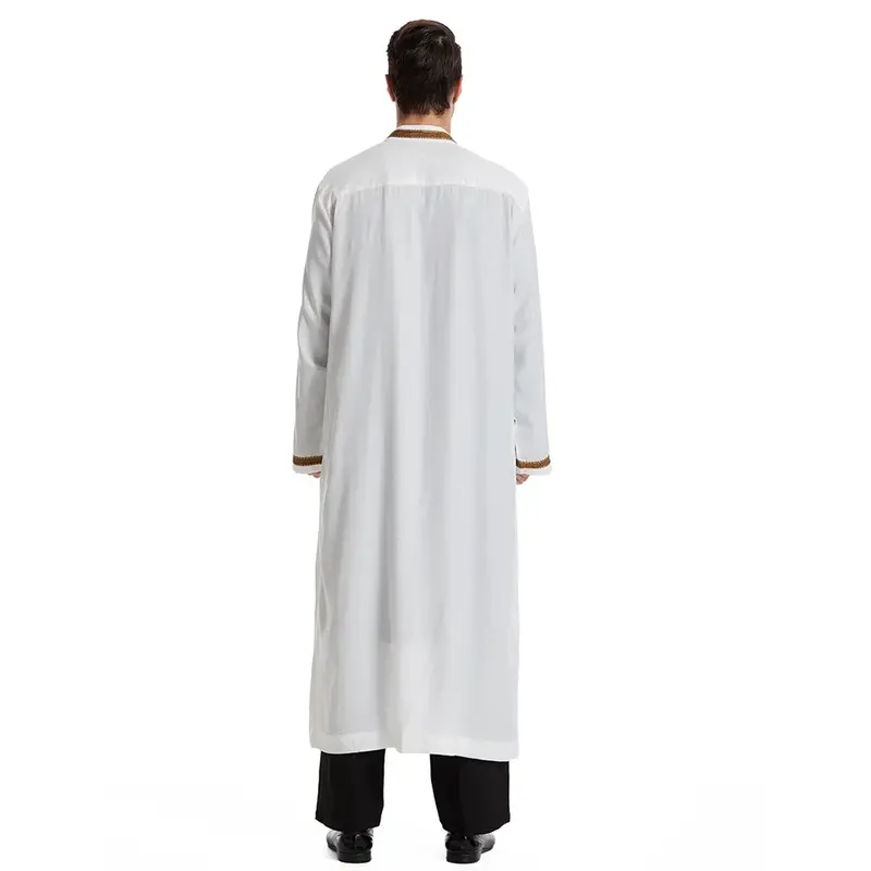 Abaya-roupas islâmicas para homens, abaya, saudita, jubba, thobe, muçulmano, quimono ramadã, manga comprida, caftan, dubai, gola, vestido árabe