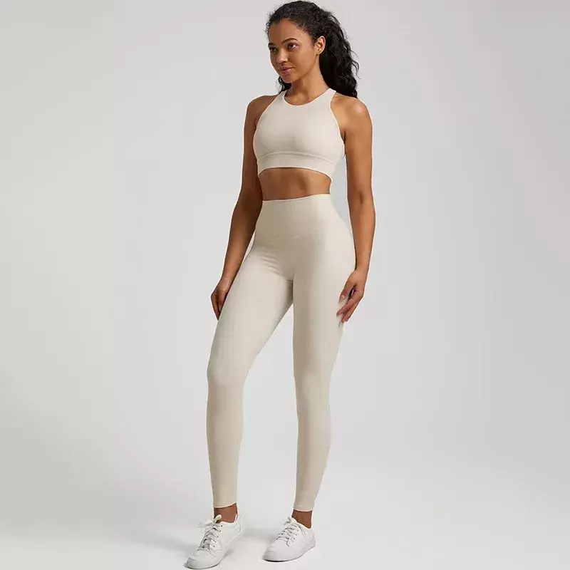 Zitrone Gym Yoga Set enge Leggings Sport Fitness Cross Back Schnalle Gym BH Top 2PC Anzug umfassende Training Jog Frauen