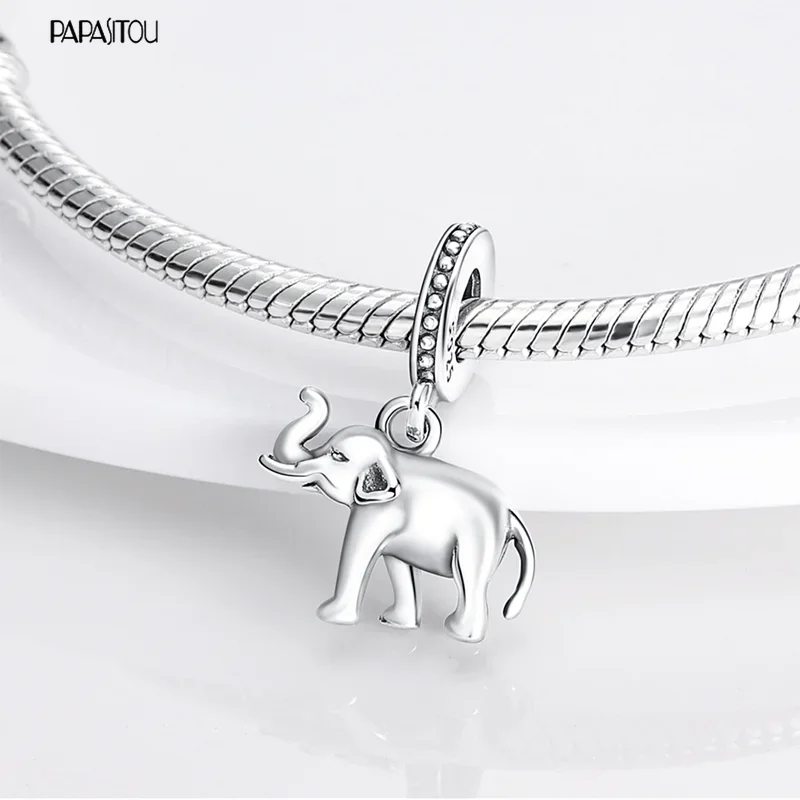 Panas 925 Perak Murni Cinta Cangkir Teh Bayi Gajah Manik-manik Pesona untuk Asli Pandora Wome Gelang & Bangle Membuat Perhiasan Wanita