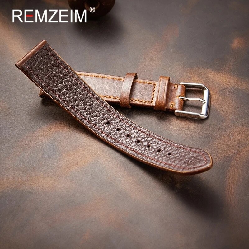 Retro Genuine Leather Strap Oil Wax Discoloration Cowhide Leather Watchband 18/19/20/21/22mm High Quality Business Watch Band