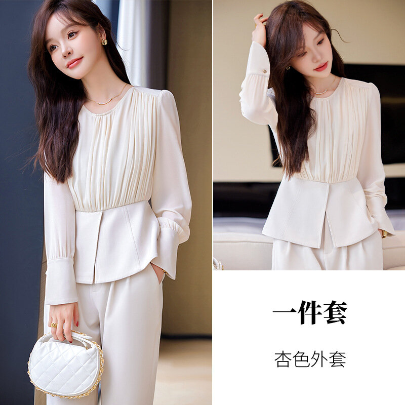 White Suit Set Women's Spring and Autumn New Dignified Goddess Fan High-End Business Clothing Work Clothes Two-Piece Summer
