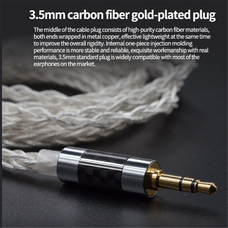 T8WC Posrebrzany kabel słuchawkowy Pojedyncze żyły ze 133 żyłami Przewody słuchawkowe