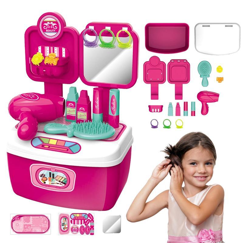 Set rias anak salon kecantikan sisir pengering rambut kotak rias tata rambut bermain pura-pura mainan untuk anak perempuan mainan bayi # WO