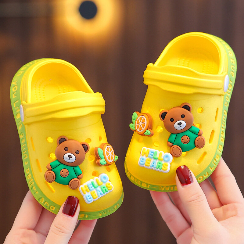 New Children Baby Shoes for Boys Girls Cute Cartoons Kids Mules Clogs Summer Garden Beach Slippers Sandals Cave Hole