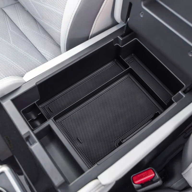 Kotak penyimpanan sandaran tangan konsol tengah mobil Hitam baki Organizer dengan alas antiselip cocok untuk Nissan Pathfinder 2022-2023