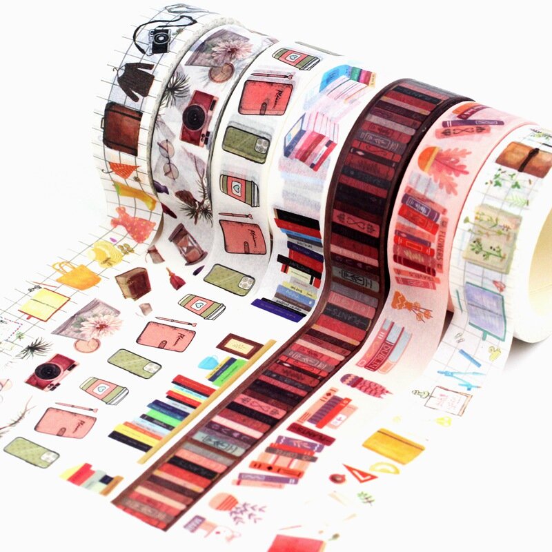 Cinta adhesiva de papel Washi para planificador, suministros escolares de papelería Kawaii, 10M, 1 unidad