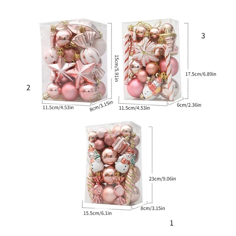 Праздничный набор украшений для елки из розового золота, шары, подвески со звездами, праздничный декор, 270F