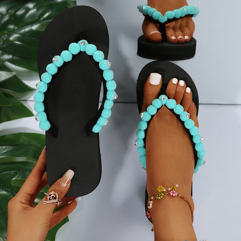 Sandal pantai wanita, 2024, kasual, sepatu Flip-Flop, sepatu santai, selop luar ruangan, sandal pantai musim panas untuk wanita