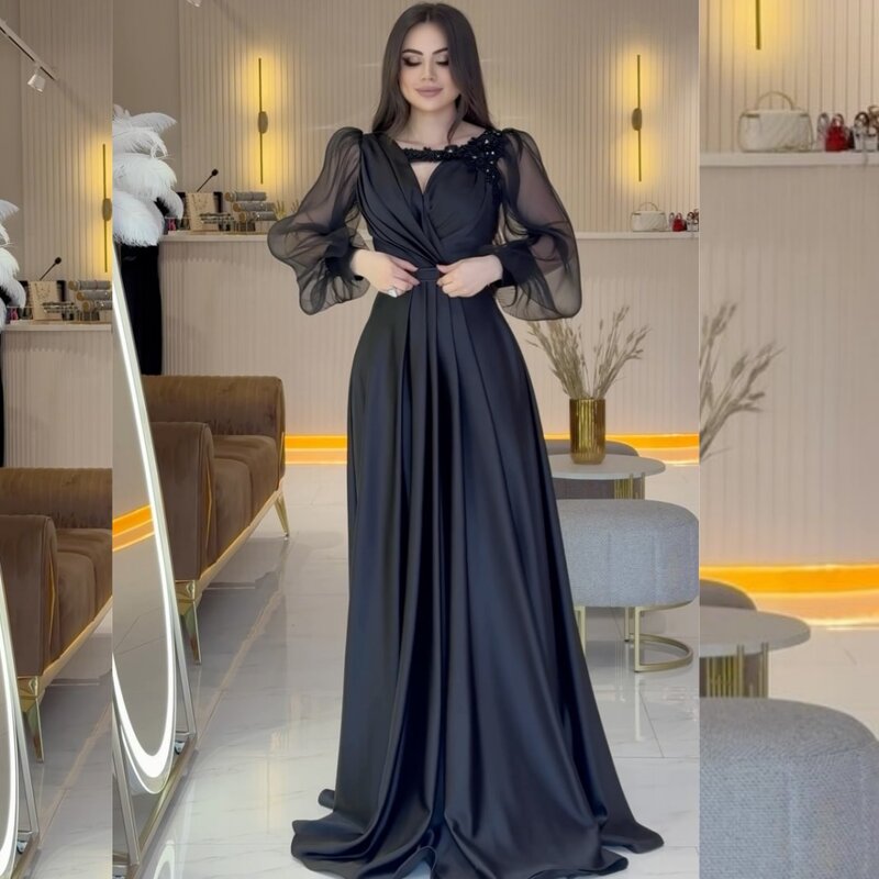 Jersey Draped Beading Formal Evening A-line Square Neck Bespoke Occasion Gown Long Dresses