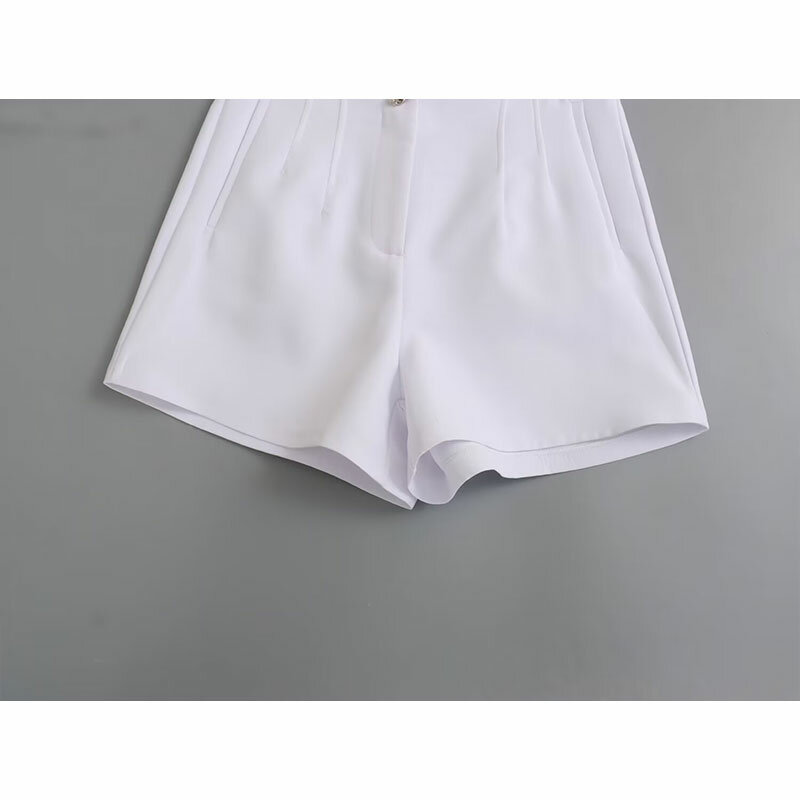 TRAAF High Waisted Solid Color shorts For Women Spring Summer With Casual Button