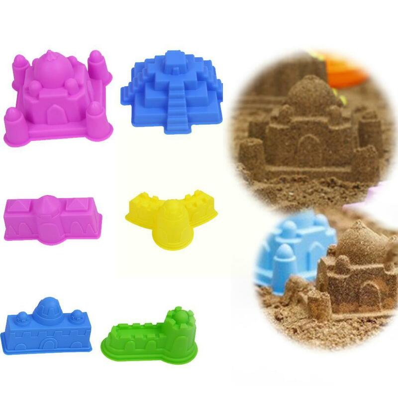 6 buah/set kreatif istana pasir cetakan tanah liat bangunan piramida mainan permainan mainan Sandcastle pantai interaktif lucu mandi pasir U5K4