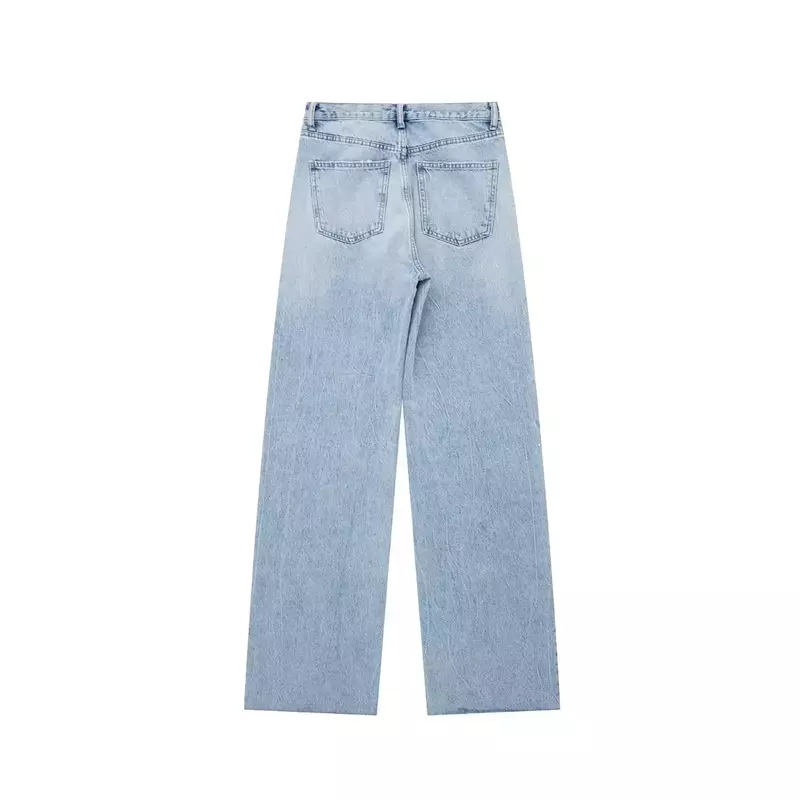 Donne 2023 New Chic Fashion Jeans dritti con foro strappato Vintage a vita alta con cerniera pantaloni in Denim alla caviglia femminile Mujer