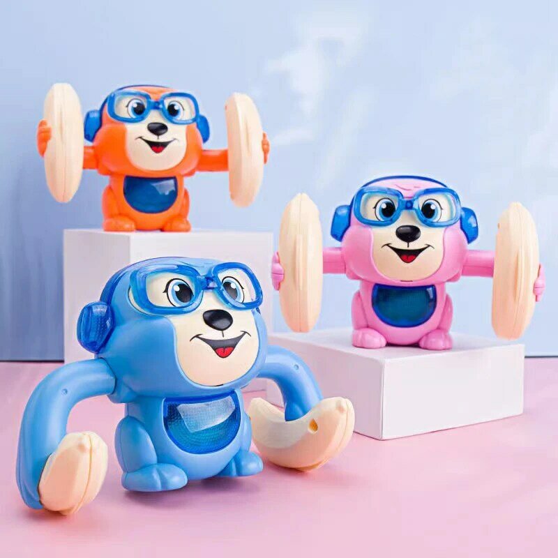 Giocattoli elettrici per bambini Tumbling Rolling Monkey Light Music Puzzle controllo vocale Cartoon Early Educational Toy Infant Kids Child Gift