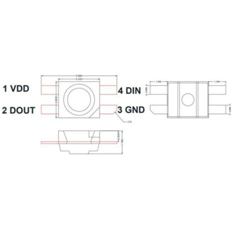 100 buah SK6812 MINI-E RGB (WS2812B serupa) SK6812 3228 piksel Chip LED individual dapat disesuaikan warna penuh DC 5V