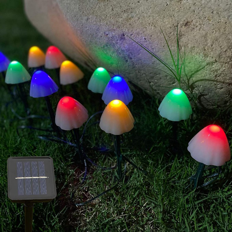 Outdoor Garland LED Solar Lights Mushroom Waterproof Landscape String Lights Yard Garden Patio Wedding Christmas Decoratio