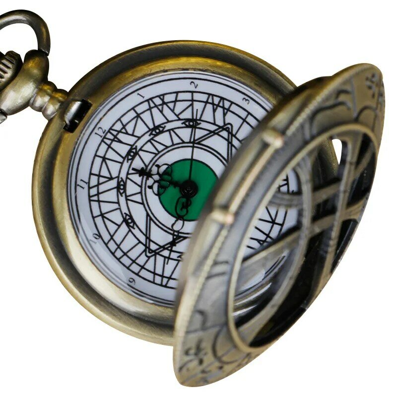2023 novo vintage bronze relógios de bolso verde padrão oco para fora design para presentes para homens e mulheres xh3051