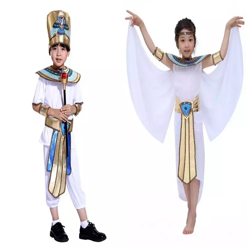 Costume de Cosplay Égyptien pour Enfant Garçon et Fille, Pharaon d'Aleopatra, Prince, Princesse des Prairies, Carnaval d'Halloween, avec Accessoires
