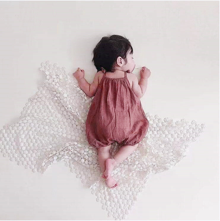 Jumpsuit Selempang Tanpa Lengan Bayi Perempuan Baru Musim Panas 2023 Baju Terusan Princess Balita Imut Solid Romper Anak Perempuan Bayi Katun Baju Bayi