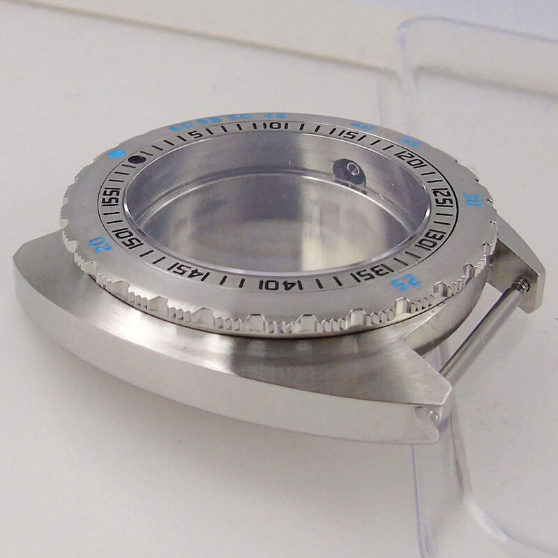 SKX Mod-caja de reloj de buceo de acero plateado, 42mm, movimiento de 200m, piezas de reloj de pulsera impermeables para NH34, NH35, NH36, NH37, NH38, NH39, NH70, NH72