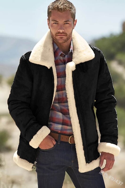 Manteau en laine à manches longues pour hommes avec fermeture éclair à revers mince, vêtements chauds en coton, parka à la mode, automne et hiver