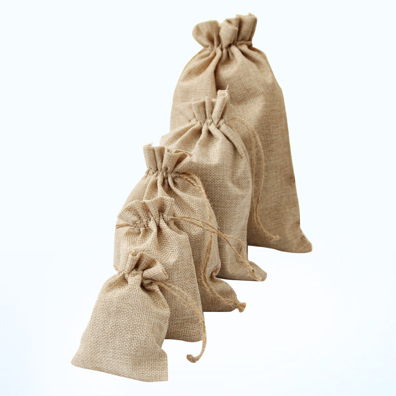 1pc borsa in tela di lino con coulisse borsa regalo in iuta confezione per gioielli organizzatore borsa per la conservazione bomboniere per bomboniere