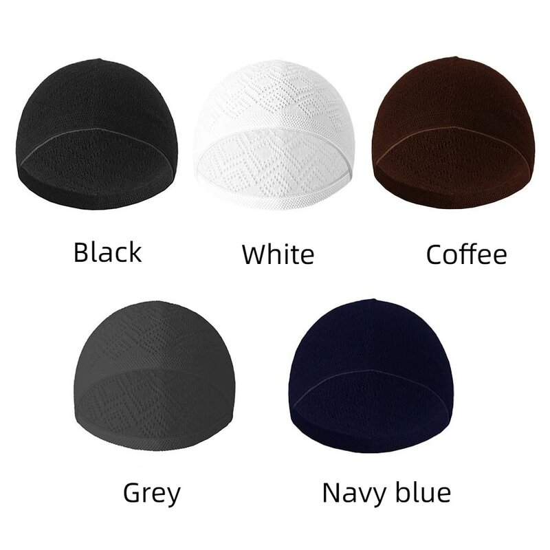 Oddychające męskie czapki modlitewne miękkie jednolity kolor Unisex czapka Beanie z dzianiny siateczki męskie