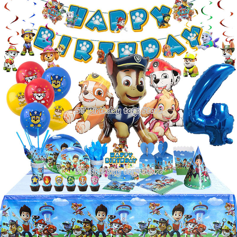 PAW Patrol dekoracja urodzinowa dla dzieci zabawka aluminiowa z foliowych lateksowych balonów jednorazowe zastawy stołowe materiały na imprezy okolicznościowe Banner Backdro