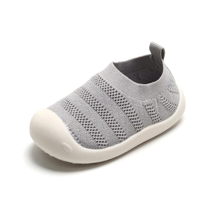 Zapatos transpirables para bebé y niño pequeño, calzado de punto de fondo suave para interiores, venta al por mayor, primavera y verano