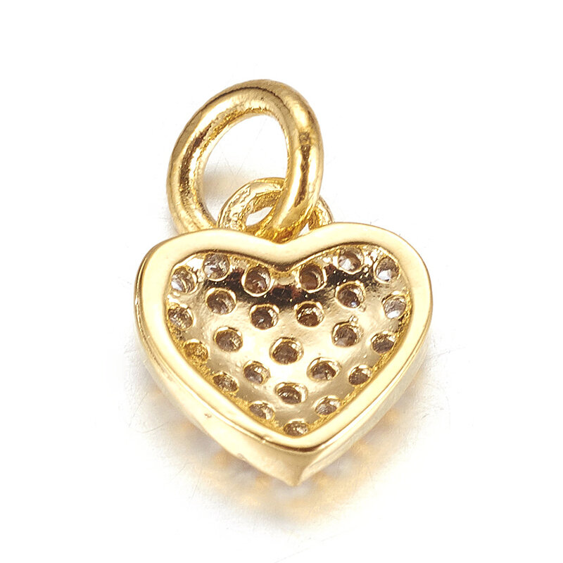 10 buah jimat hati kuningan mikro Pave kubik zirkonia liontin untuk Kalung Gelang Anting DIY buatan tangan membuat perhiasan kerajinan