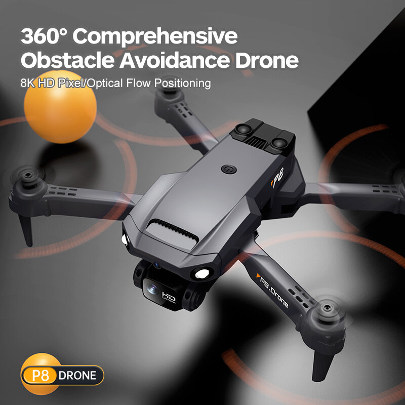 Mini Dron P8 con cámara Dual 4K, cuadricóptero plegable con Wifi, FPV, cuatro lados, infrarrojos, evitación de obstáculos, regalos, novedad de 2022