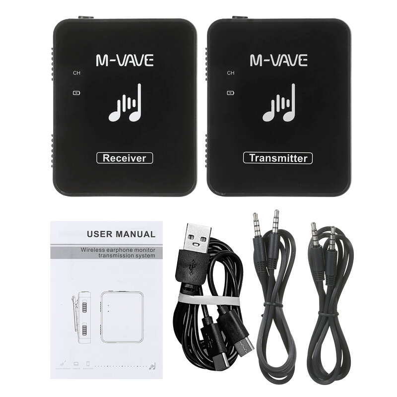 M-Vave SWS10 Wireless Earphone Monitor Sistema de Transmissão, USB Recarregável Transmissor e Receptor, Mono Stereo, Transmissor 2.4GHz