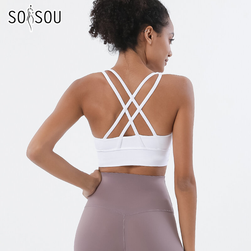 SOISOU нейлоновый топ женский, сексуальный топ, женское дышащее нижнее белье, женский спортивный бюстгальтер для фитнеса и йоги, 30 цветов