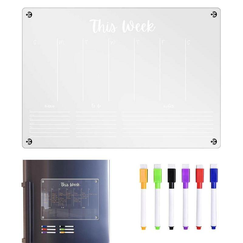 Магнитная акриловая доска для сухого стирания, магнитный акриловый календарь для холодильника, Магнитный Магнит для холодильника, многоразовая доска для сухого стирания