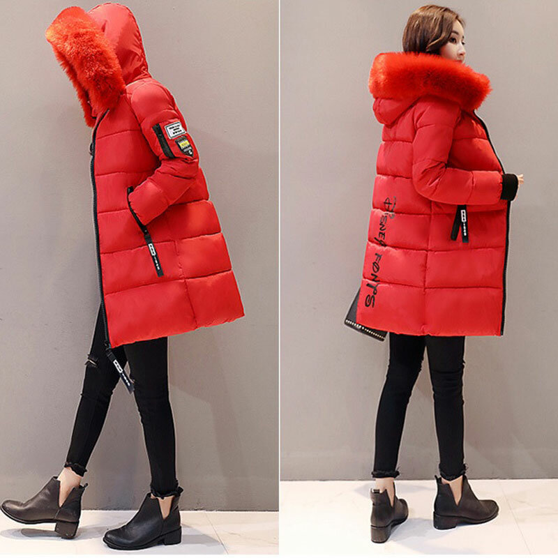 女性のための厚い綿のフード付きジャケット,カジュアルなロングコート,暖かい冬のアウター,ベーシック