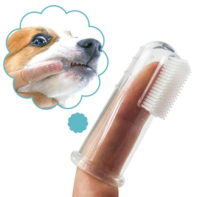 Cepillo de dientes de dedo supersuave para mascotas, herramienta de cuidado de dientes de sarro de mal aliento para perro y gato, limpieza de Silicagel, suministros para mascotas