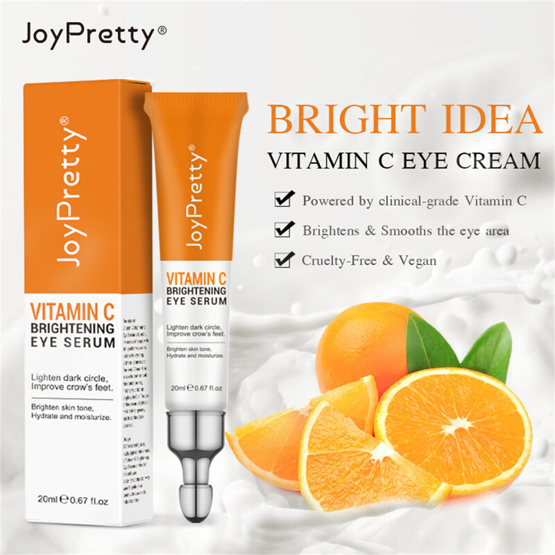 Juego de crema facial con vitamina C, crema hidratante y blanqueadora brillante, Reduce líneas finas y ojeras, esencia de ojos, 20ml